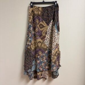 Style & Co Women Floral Patchwork Design Midi Skirt Size 10P Cottage Boho Hippie